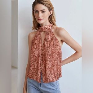 SHEIN Paisley Pleated Halter Top